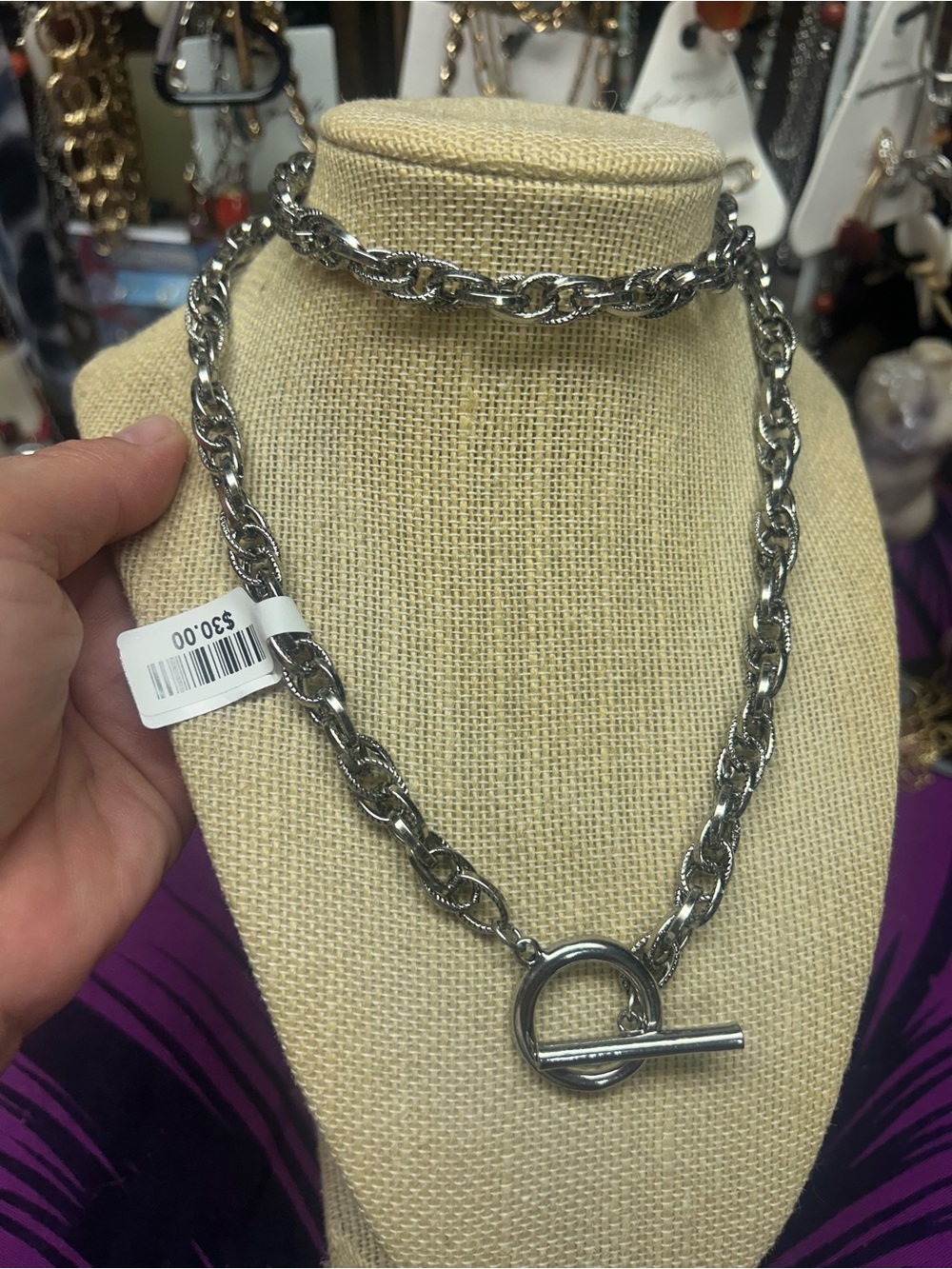 NWT Free People Silver Long Adjustable Lariat T-Bar Toggle Necklace